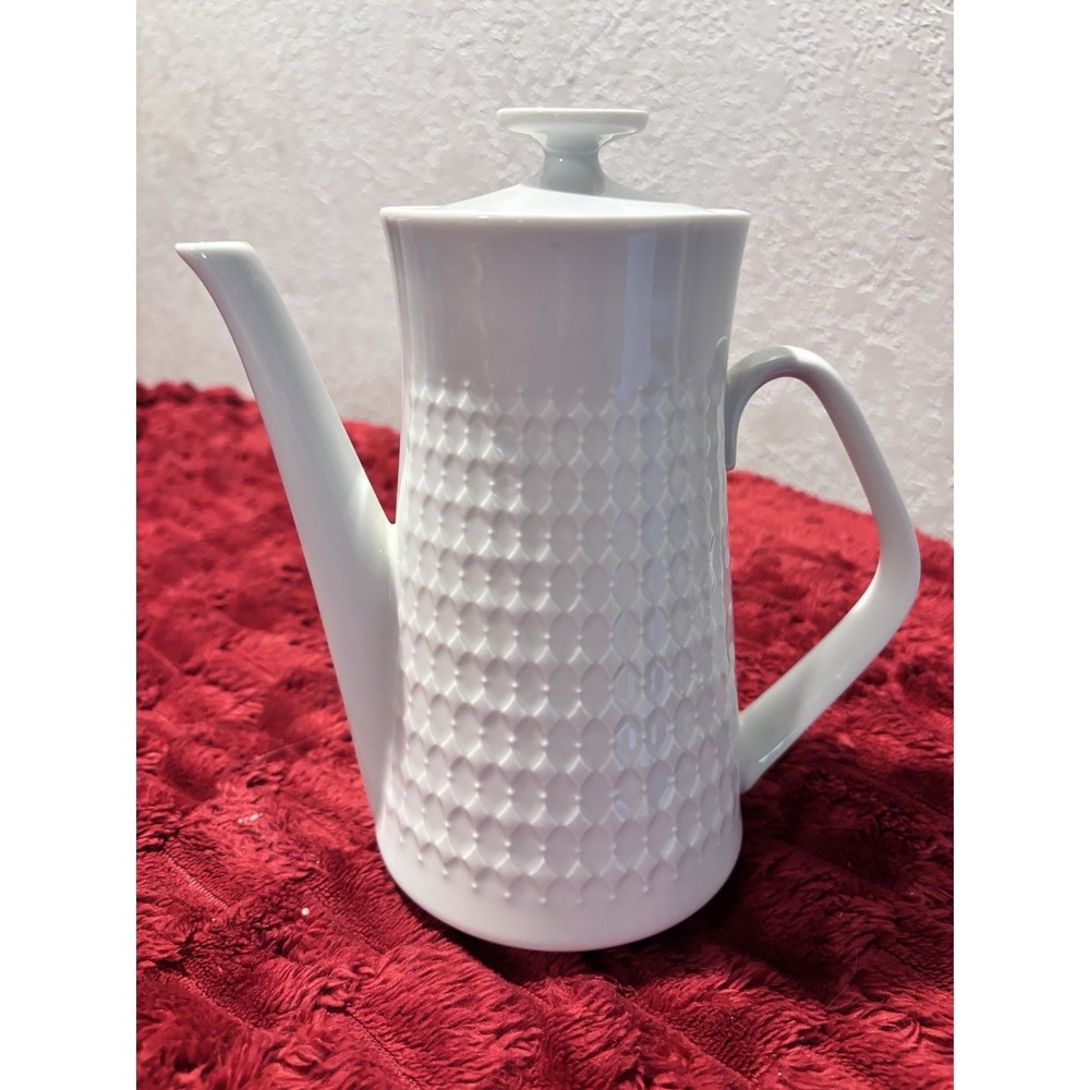 Winterling Bavaria Coffee Pot Marktleu Factory Diamond Pattern 1950 Porcelain